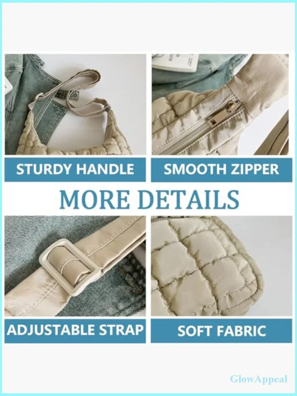 Lightweight Quilted Puffy Crossbody Hobo Bag Soft Fluffy Handbag
